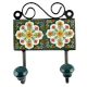 Forest Green Floral Ceramic Tile Hook